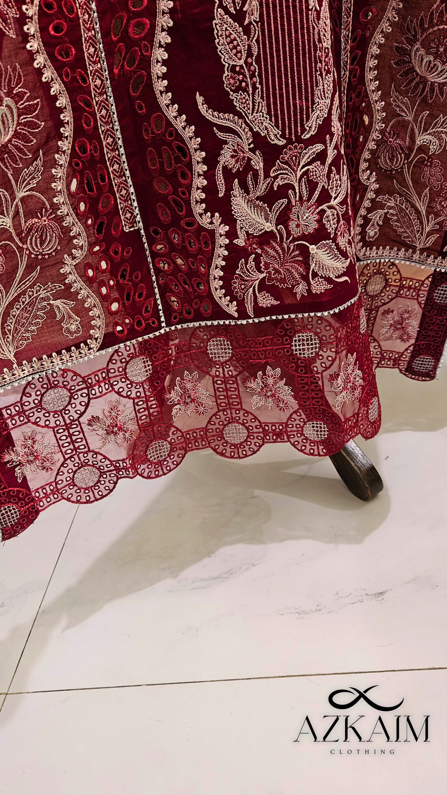 "Romantic Red" Lawn Embroidered Dress - 3pcs