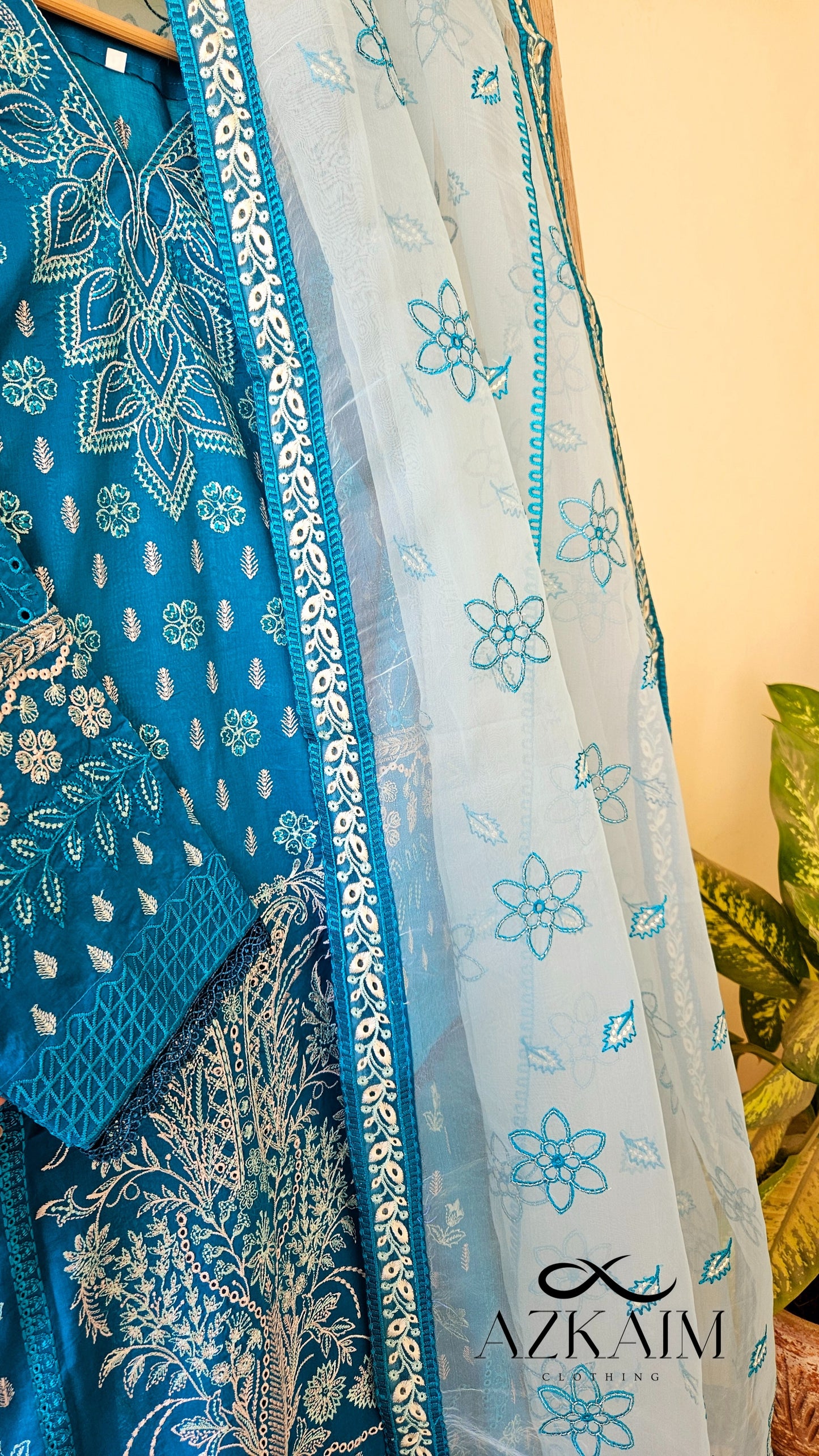 "Oceanic Charm" - Lawn Embroidered Dress - 3pcs