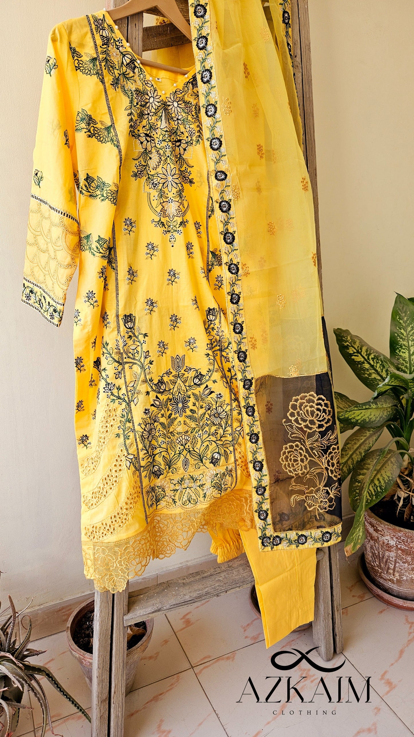 "Sunshine Yellow" Lawn Embroidered Dress - 3pcs