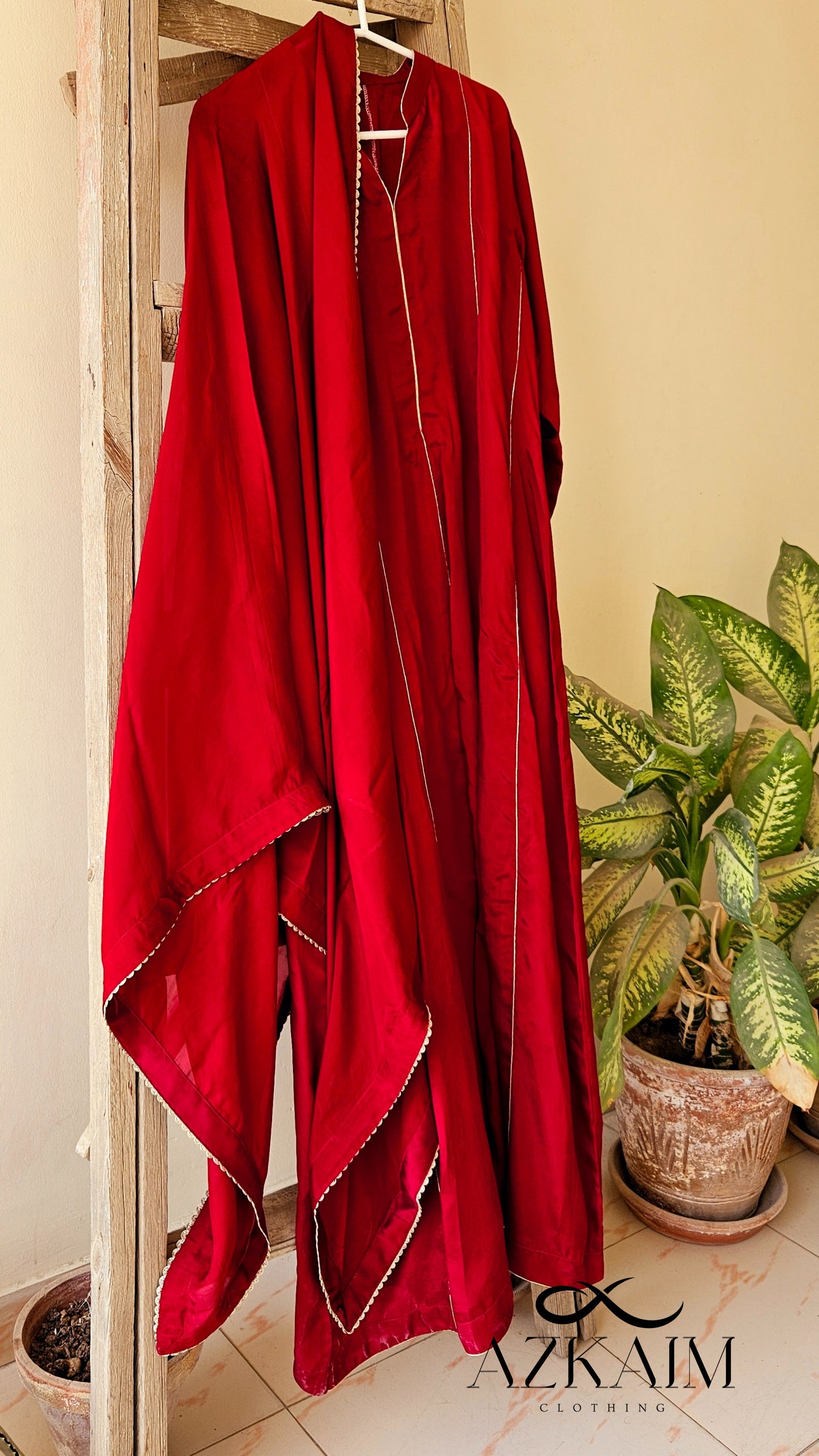 Blood Red Silk Maxi - 2pcs