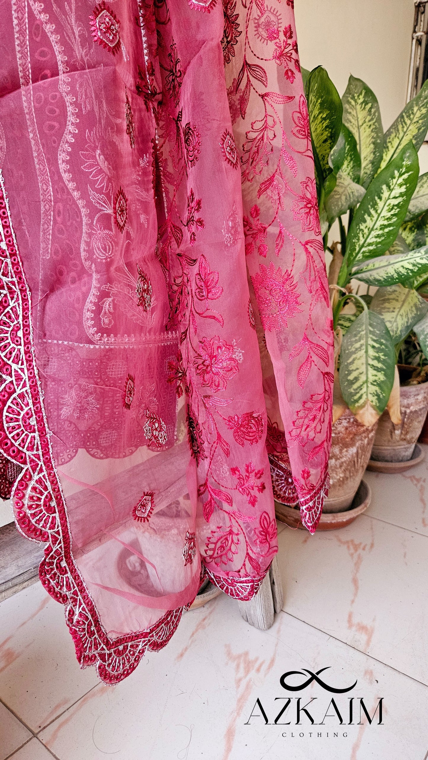 "Romantic Red" Lawn Embroidered Dress - 3pcs