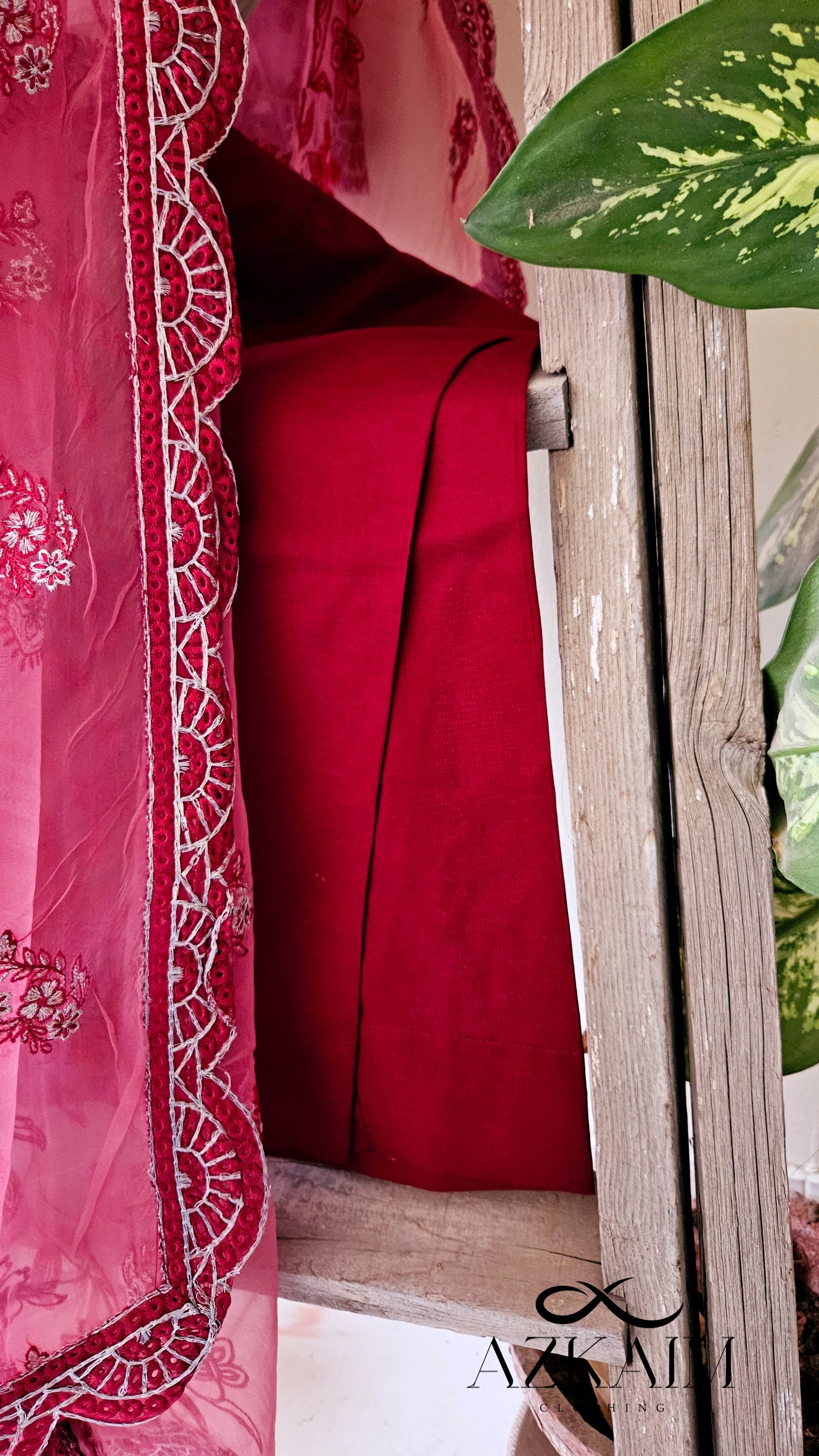 "Romantic Red" Lawn Embroidered Dress - 3pcs