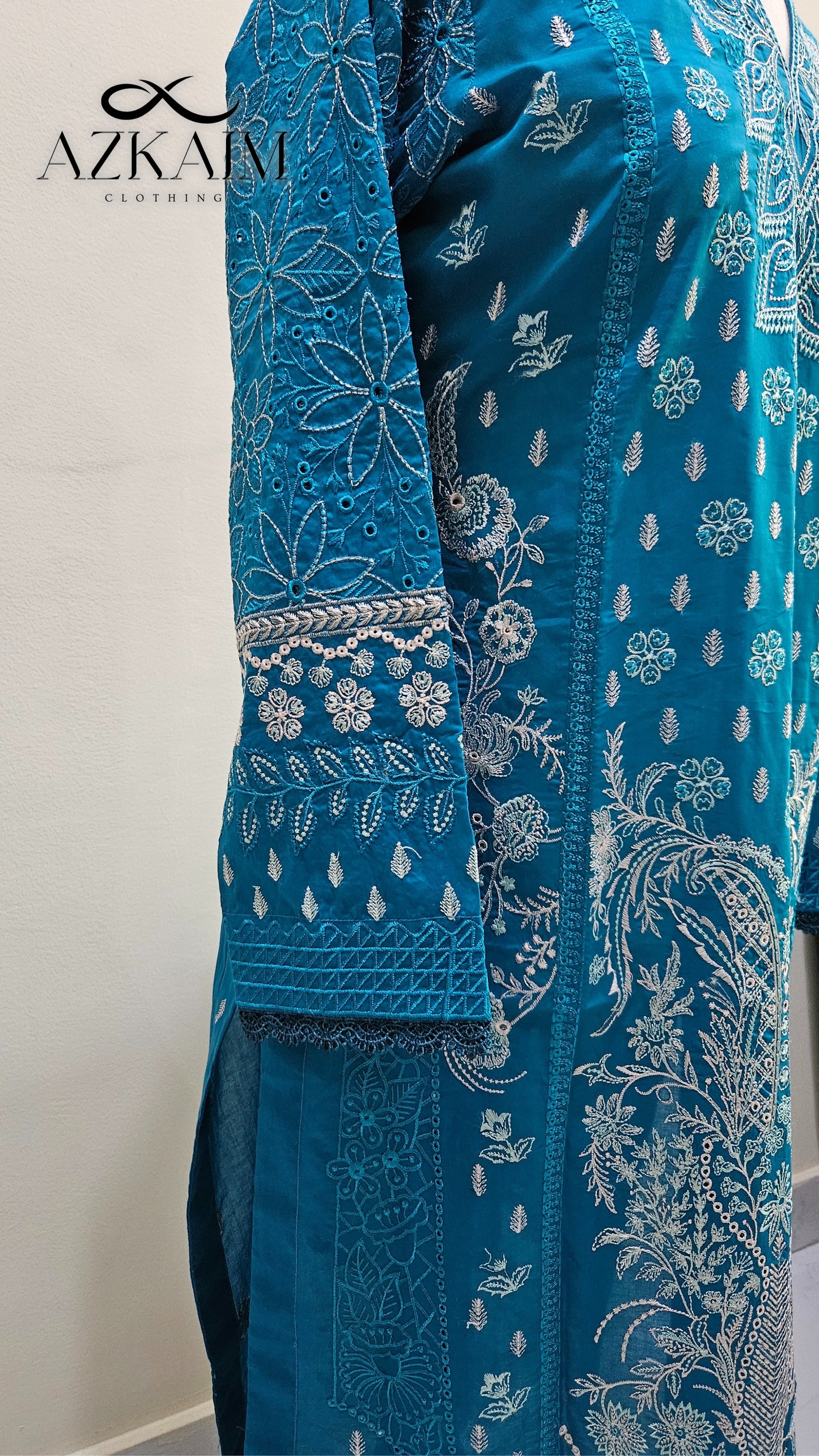 "Oceanic Charm" - Lawn Embroidered Dress - 3pcs