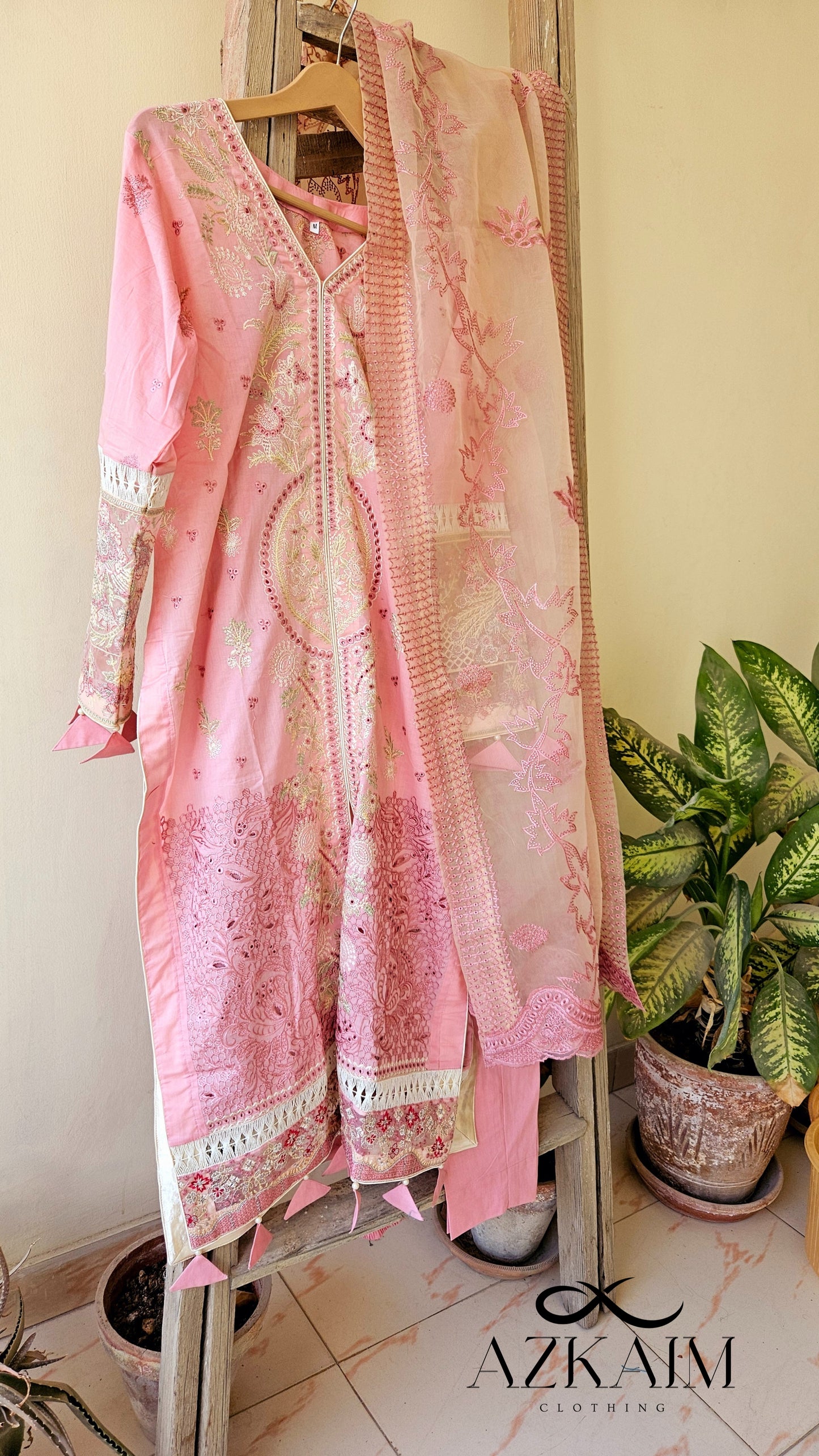 "Blushing Beauty" Lawn Embroidered Dress - 3pcs