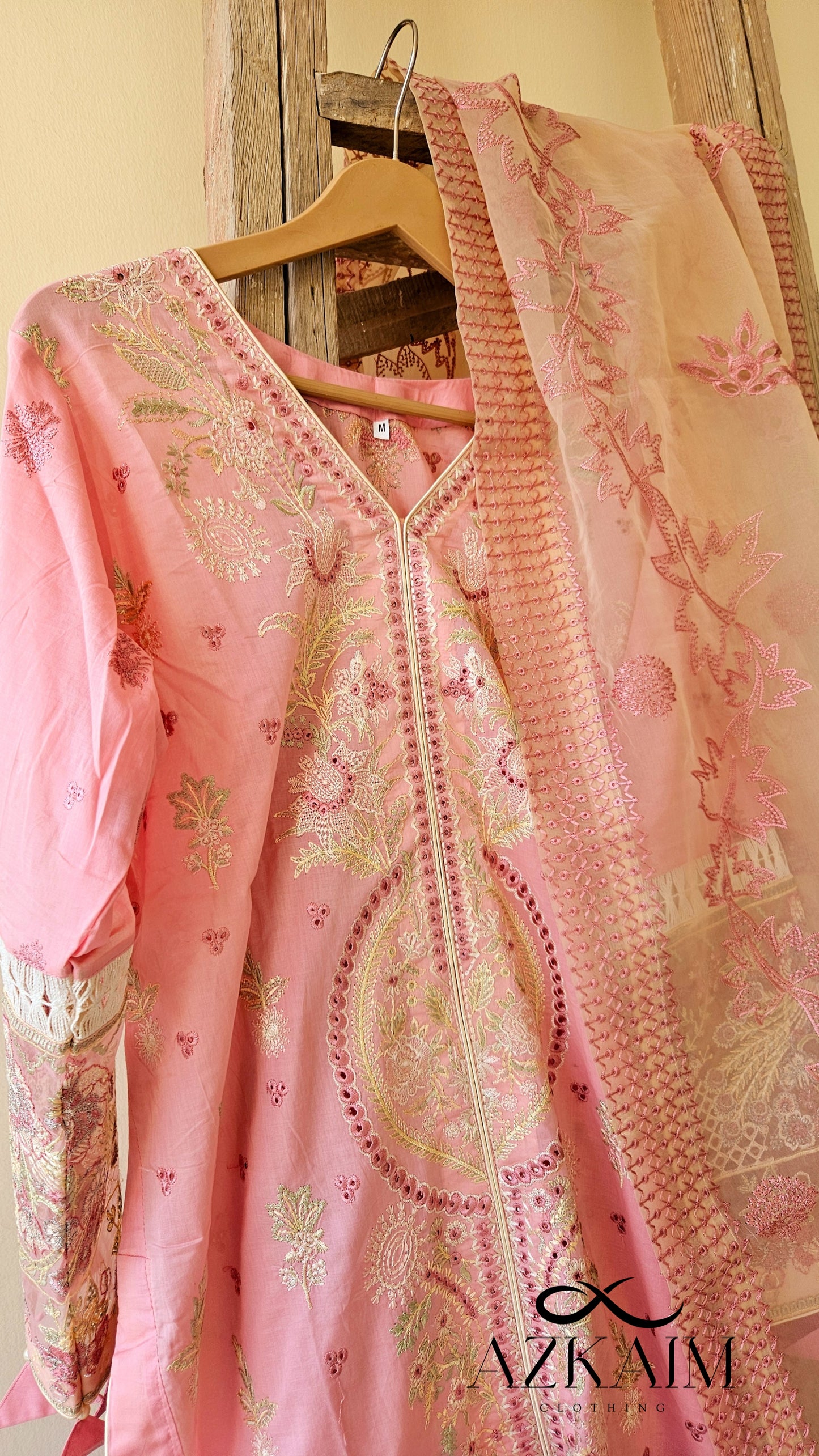 "Blushing Beauty" Lawn Embroidered Dress - 3pcs