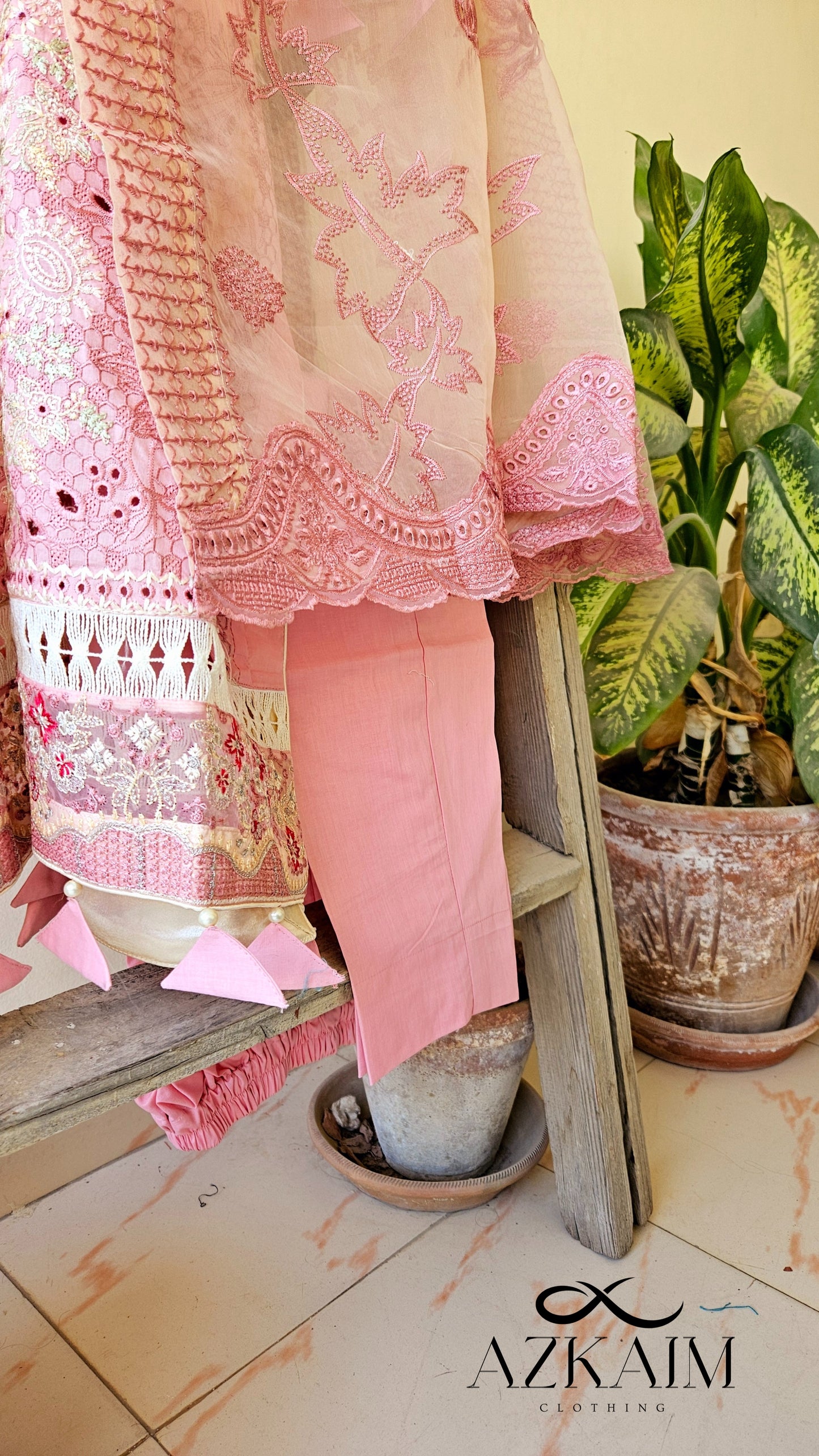 "Blushing Beauty" Lawn Embroidered Dress - 3pcs