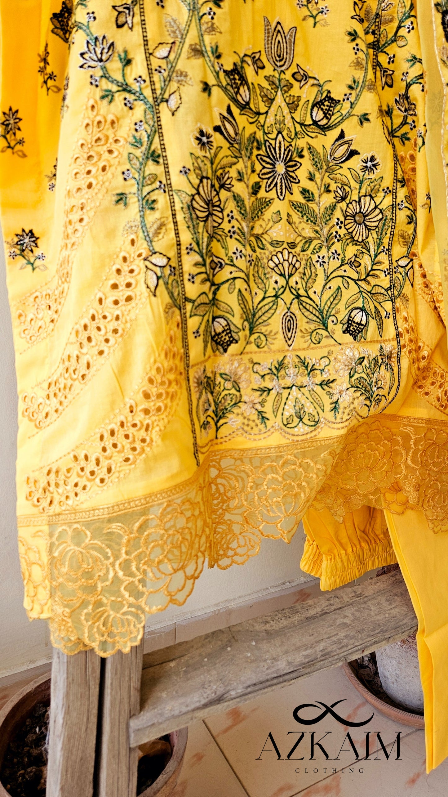 "Sunshine Yellow" Lawn Embroidered Dress - 3pcs