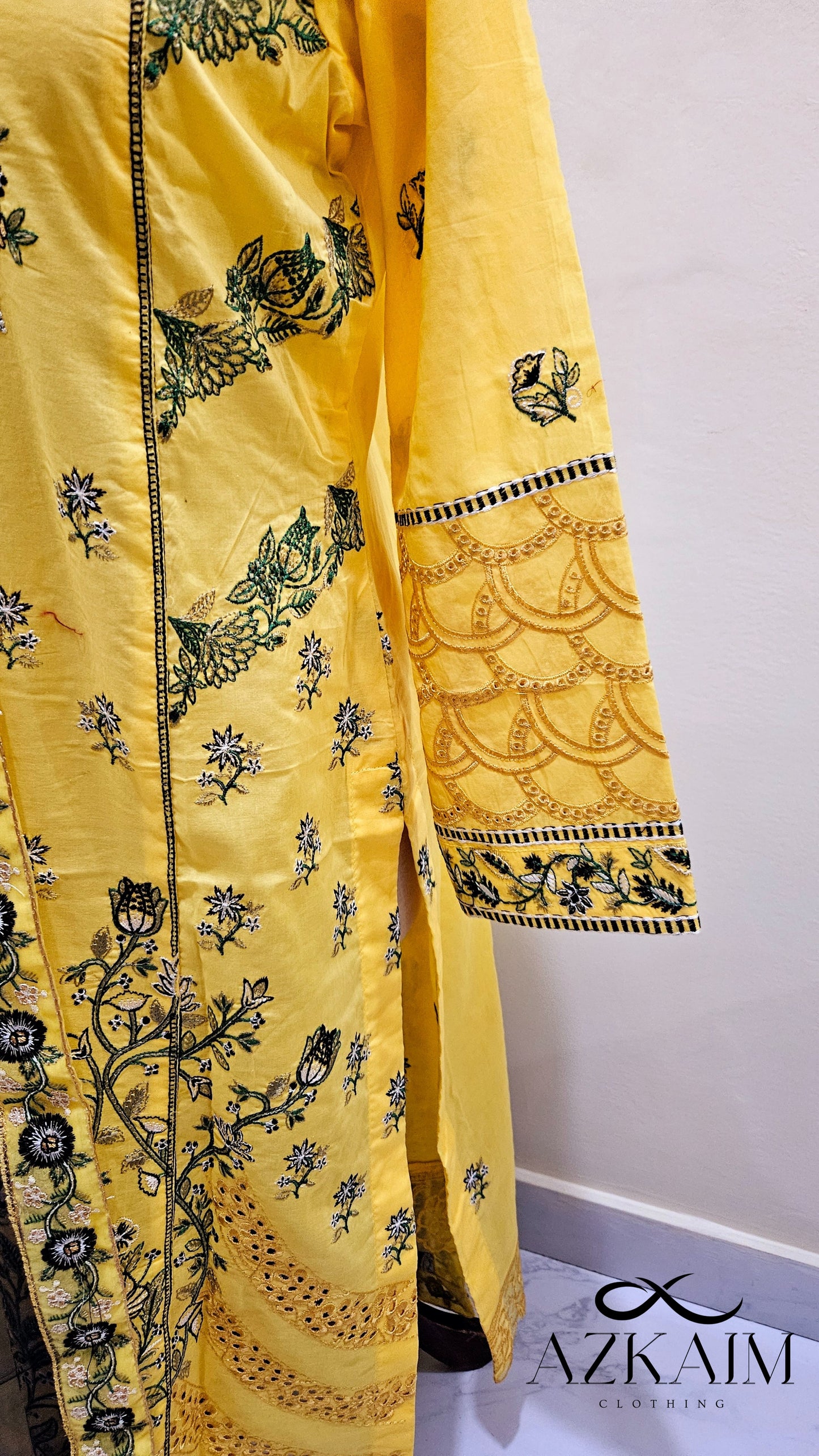 "Sunshine Yellow" Lawn Embroidered Dress - 3pcs