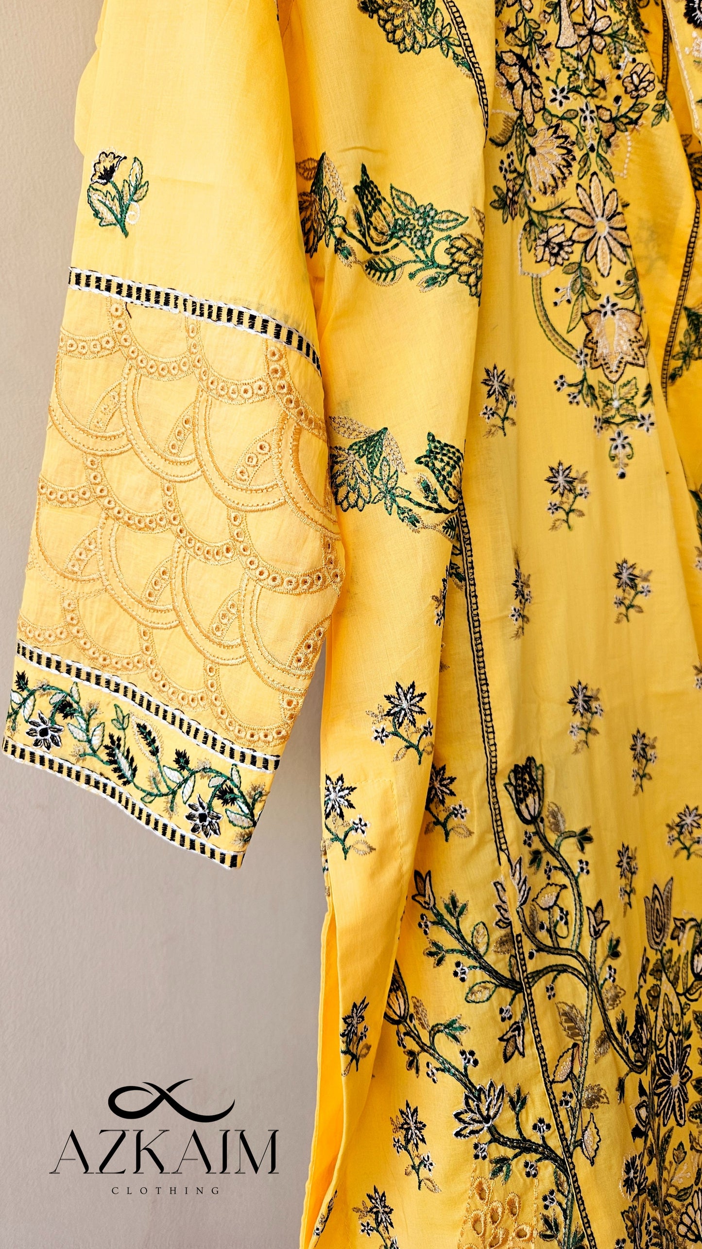 "Sunshine Yellow" Lawn Embroidered Dress - 3pcs