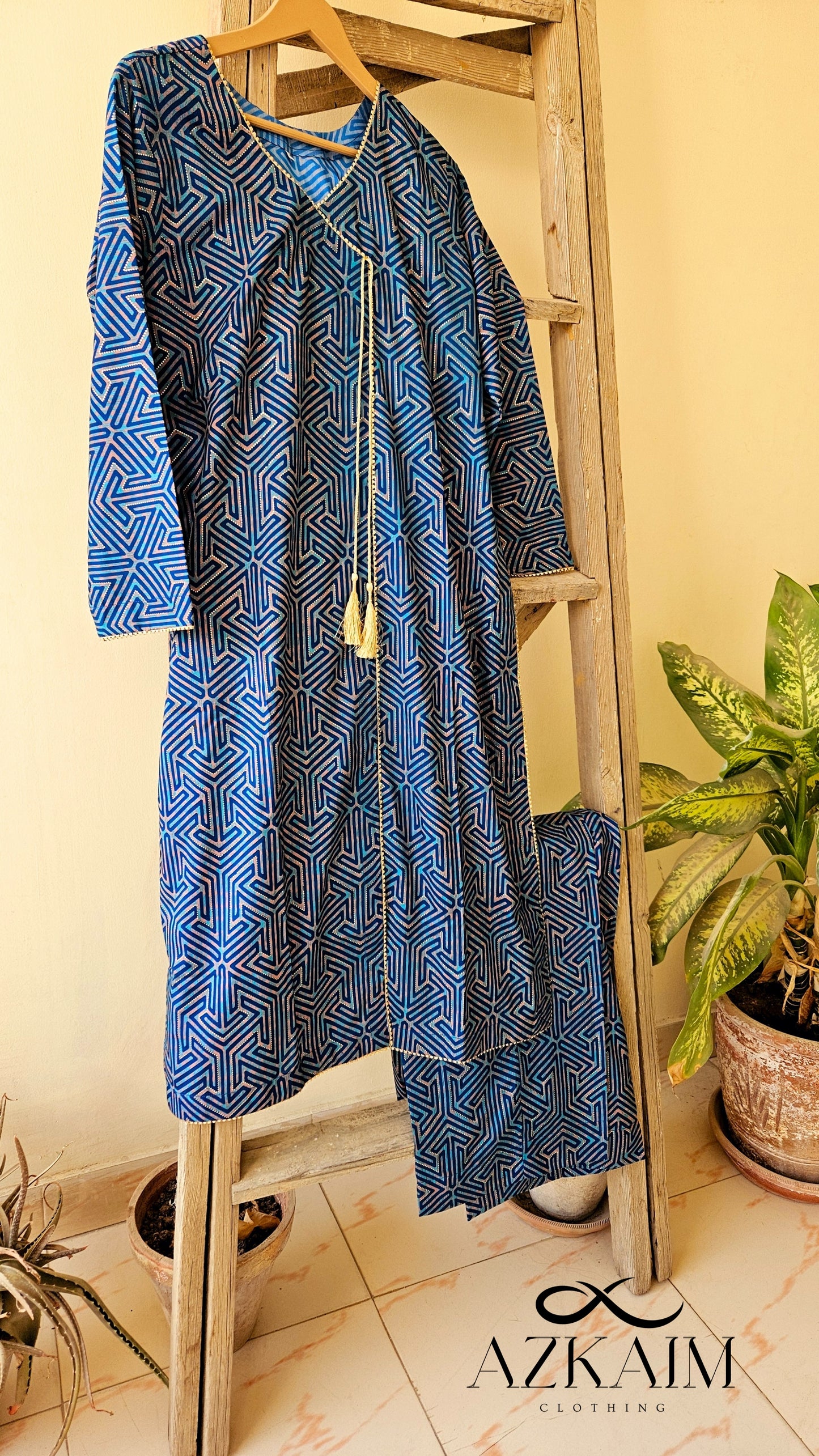 Geometrical "Malai Silk" Co-Ord - 2pcs